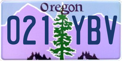 OR license plate 021YBV