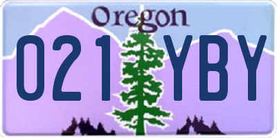 OR license plate 021YBY