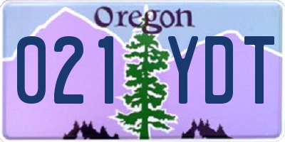 OR license plate 021YDT