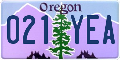 OR license plate 021YEA