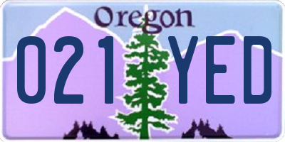 OR license plate 021YED