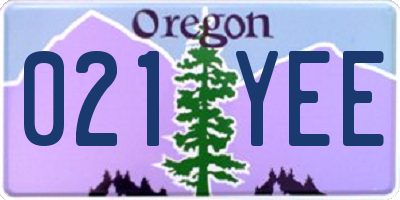 OR license plate 021YEE
