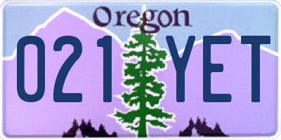 OR license plate 021YET