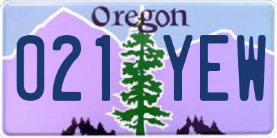 OR license plate 021YEW