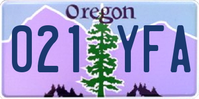 OR license plate 021YFA