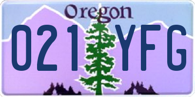 OR license plate 021YFG