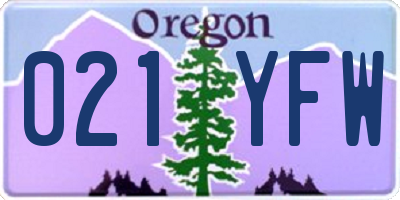 OR license plate 021YFW