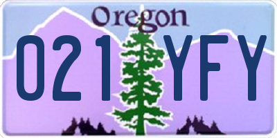 OR license plate 021YFY