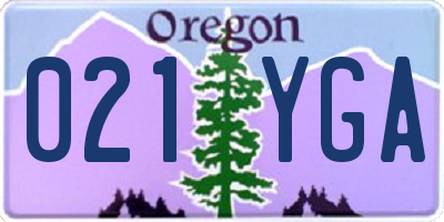 OR license plate 021YGA