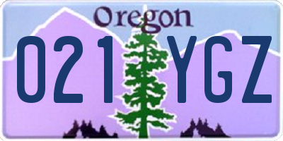 OR license plate 021YGZ