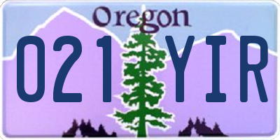 OR license plate 021YIR