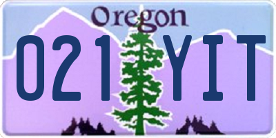OR license plate 021YIT