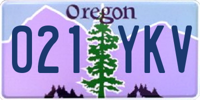 OR license plate 021YKV