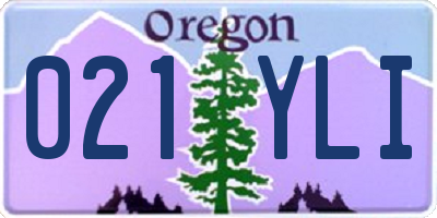 OR license plate 021YLI
