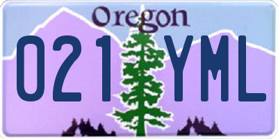 OR license plate 021YML