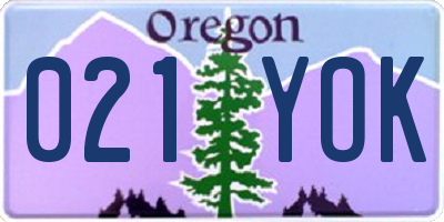 OR license plate 021YOK
