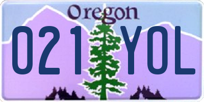OR license plate 021YOL