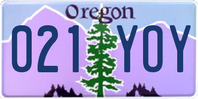 OR license plate 021YOY
