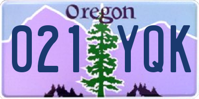 OR license plate 021YQK