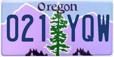 OR license plate 021YQW