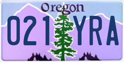 OR license plate 021YRA