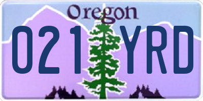 OR license plate 021YRD