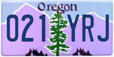 OR license plate 021YRJ
