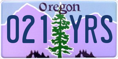 OR license plate 021YRS
