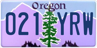 OR license plate 021YRW