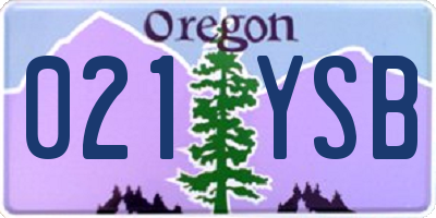OR license plate 021YSB