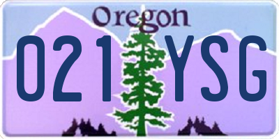 OR license plate 021YSG
