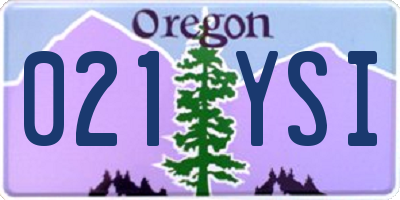 OR license plate 021YSI