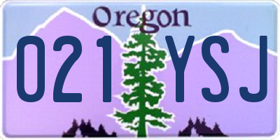 OR license plate 021YSJ