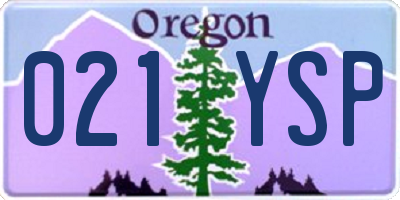 OR license plate 021YSP