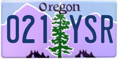 OR license plate 021YSR