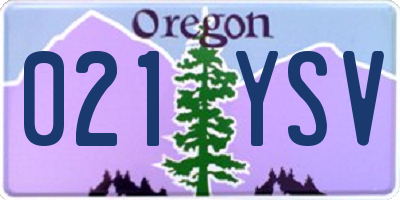 OR license plate 021YSV