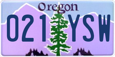 OR license plate 021YSW