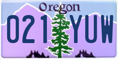 OR license plate 021YUW