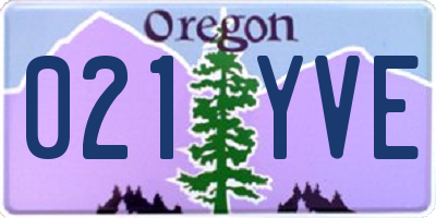 OR license plate 021YVE