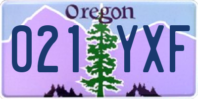 OR license plate 021YXF
