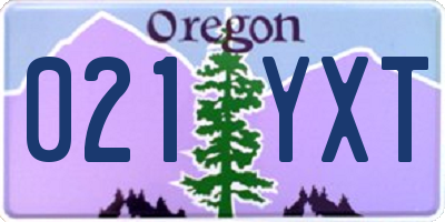 OR license plate 021YXT