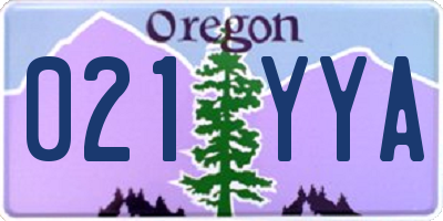 OR license plate 021YYA
