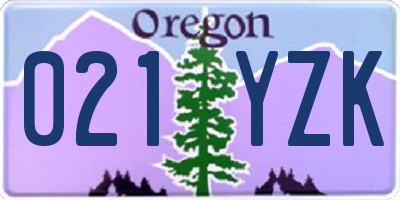 OR license plate 021YZK