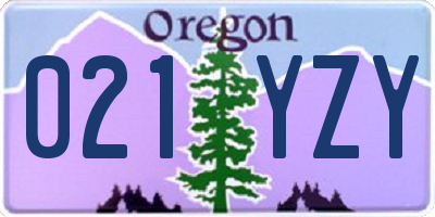 OR license plate 021YZY
