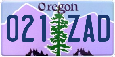 OR license plate 021ZAD