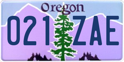 OR license plate 021ZAE