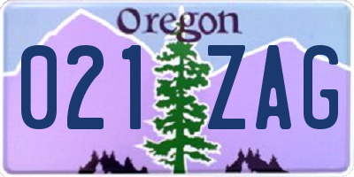 OR license plate 021ZAG