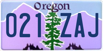 OR license plate 021ZAJ