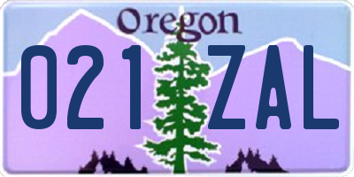 OR license plate 021ZAL
