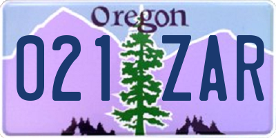 OR license plate 021ZAR